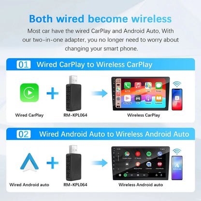 Wireless Carplay Adapter, Apple Carplay Wireless Adapter for Factory Wired Carplay Plug and Play, Iphone Ios 10+, Black