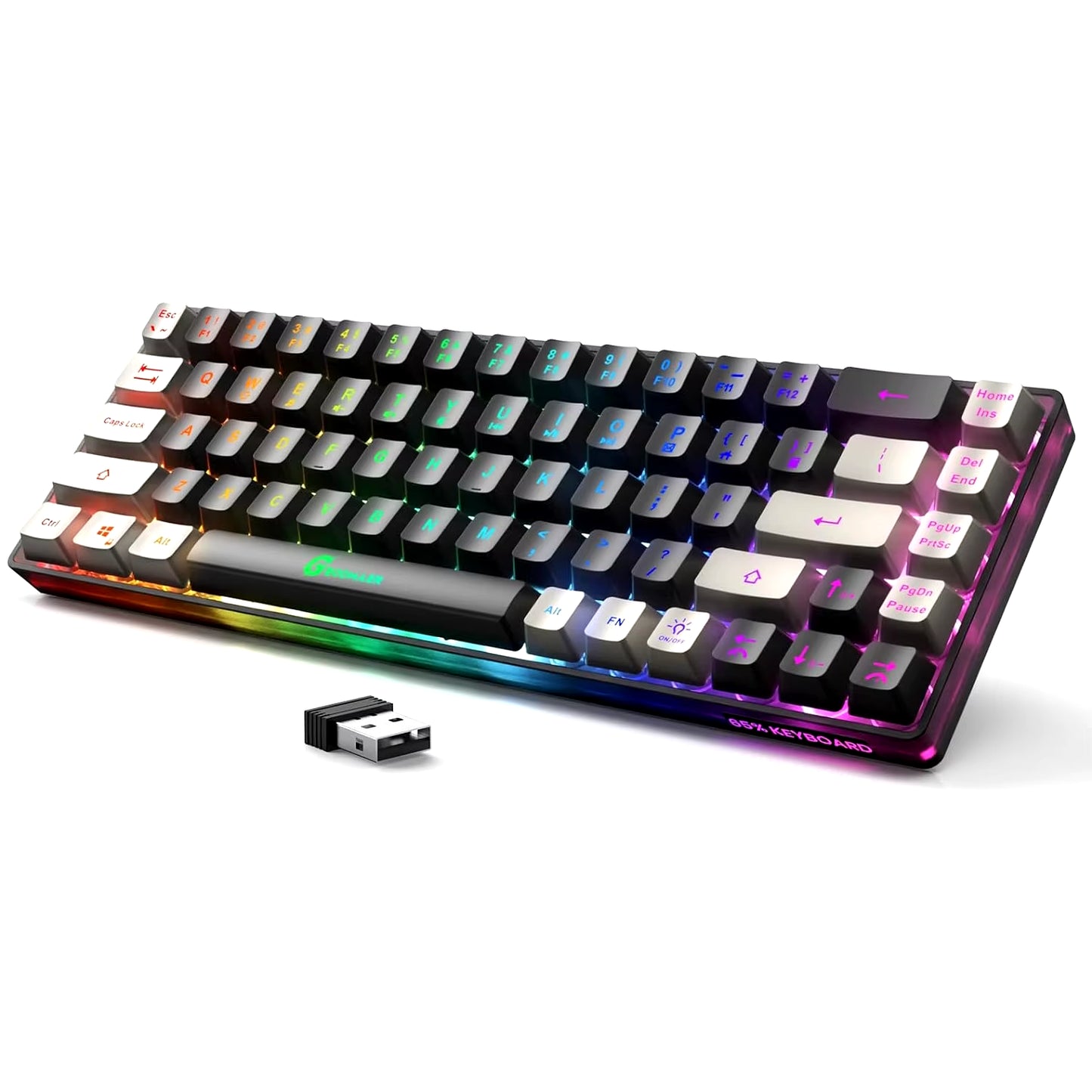 Wireless Gaming Keyboard Rechargeable Backlit Gaming Keyboard 68 Keys Anti-Ghosting No-Conflict 2.4G Keyboard for PC