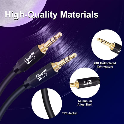 Aux Cable, 3.5Mm Audio Cable Aux for Car Auxiliary Audio Stereo Cable 3.5Mm Cord Premium Sound Dual Shielded with Gold Plated Connectors-10Feet