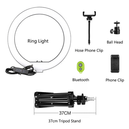 10Inch Mini Selfie LED Video Ring Light Lamp with Table Tripod for Youtube Phone Live Photo Photography Studio