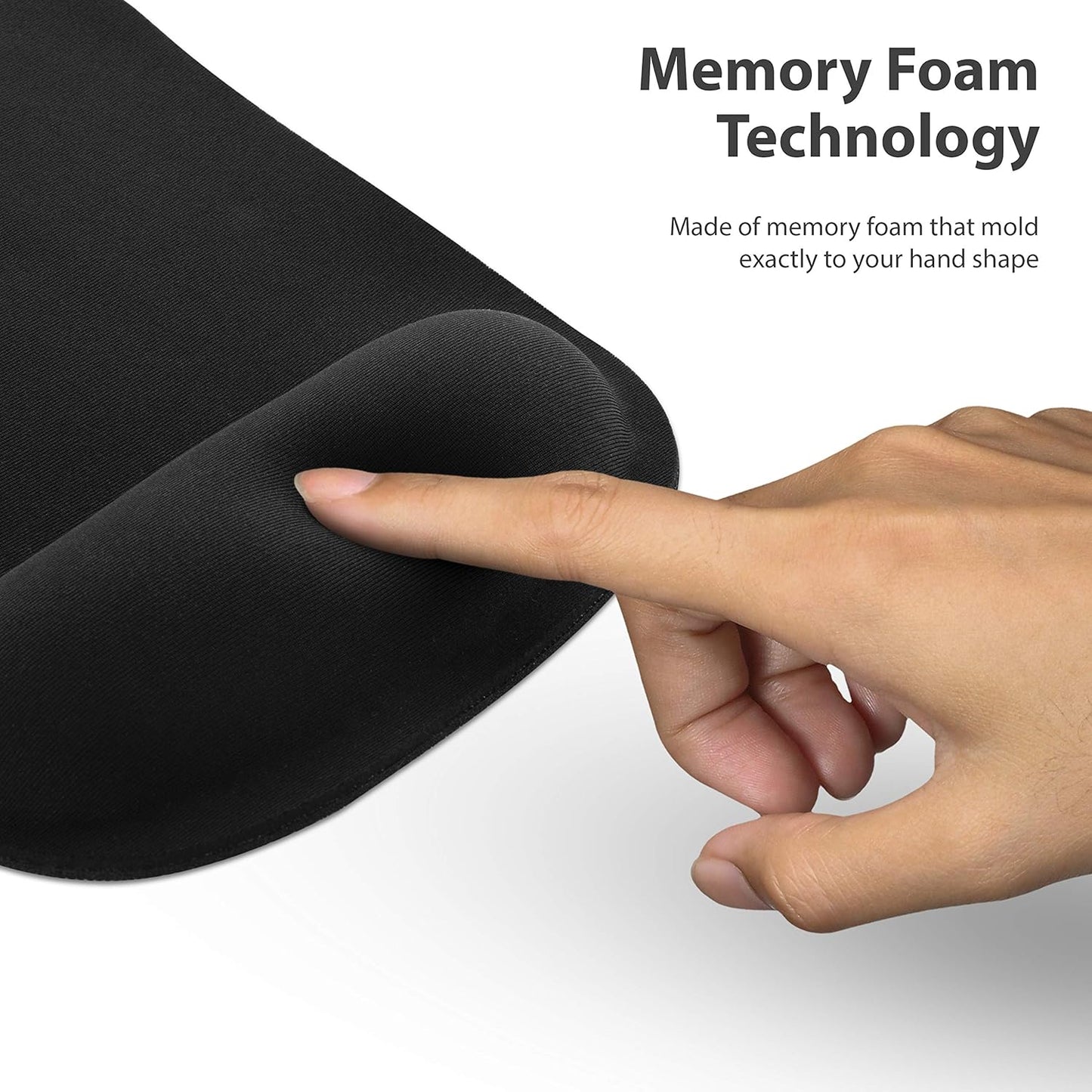 Mouse Pad Wrist Support Comfortable Ergonomic Wrist Rest Memory Foam Mousepad, Cushion & Pain Relief Mouse Pads, for Computer, Laptop, Home & Office Non-Slip Rubber Base, Black