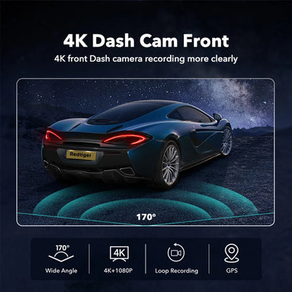 Dash Cam, 4K UHD Car Camera Front with Wi-Fi GPS, 3.18" LCD Screen, G-Sensor, Night Vision, 24H Parking Monitor