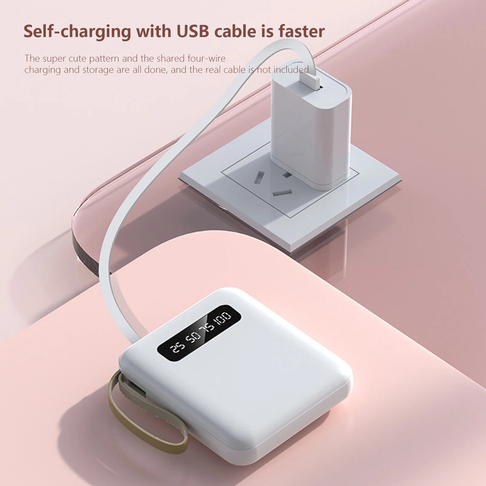 SAFE and STABLE Mobile Power! Portable Charger with Built in Cables,10000Mah Mini Power Bank,4 Output 3 Input External Battery Pack Phone Charger Smart Devices and Cell Phone20% Off